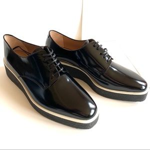 NEW Calvin Klein Black Leather Platform Oxford